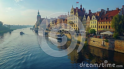 Panoramic view of the old town of Wroclaw, Poland Stock Photo