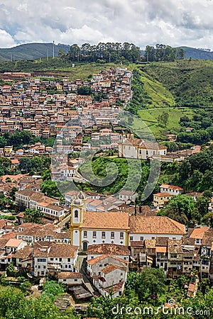 panoramic view of Ouro Preto, MG, Brazil. World Heritage Site by UNESCO Stock Photo