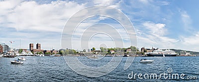 Panoramic view over oslo city by the fjord. Editorial Stock Photo
