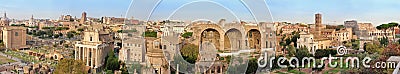 Landmark attraction in Rome: Roman Forum. Panoramic view over Rome, Italy Stock Photo