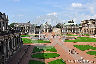 Panoramic view over the Zwinger of Dresden, Germany Editorial Stock Photo