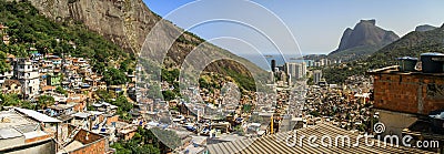 Panoramic view overlooking Rio from the Rocinha Favela, Rio de Janeiro, Brazil Stock Photo