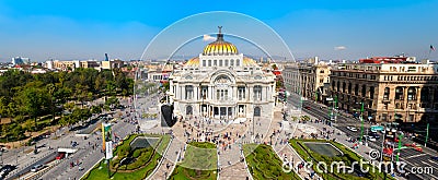 Panoramic view of the Palacio de Bellas Artes in Mexico City Editorial Stock Photo