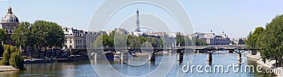 Panoramic view of Paris with Pont des Arts and the Eiffel tower Stock Photo