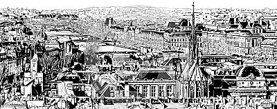 Panoramic view of Paris Vector Illustration