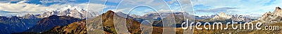 Panoramic view Passo Giau to Sella gruppe and Marmolada, Dolomites Alps Mountains, Italy Stock Photo