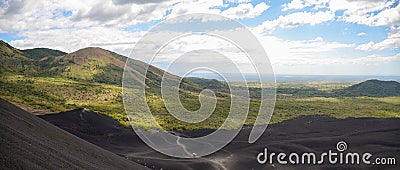 Panoramic view from the peak of volcano Cerro Negro in Nicaragua Stock Photo