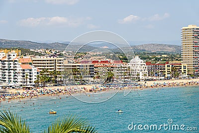 Panoramic View Of Peniscola City Holiday Beach Resort At Mediterranean Sea In Spain Editorial Stock Photo