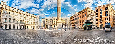 Panoramic view of Piazza Colonna in central Rome, Italy Editorial Stock Photo