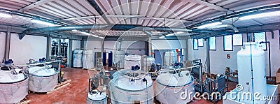Panoramic view of pipelines in a water purification plant, industrial concept Editorial Stock Photo