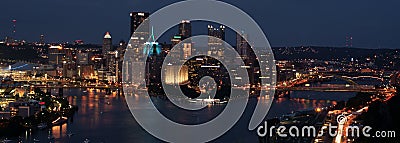 Pittsburgh downtown at night Editorial Stock Photo