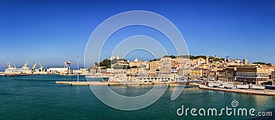 Panoramic view of the port of Ancona in the Marche region, Italy Stock Photo