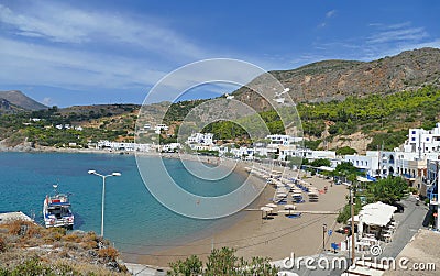 Panoramic view of the port and bay of Kapsali Editorial Stock Photo