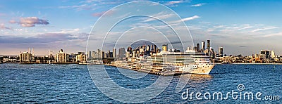 Panoramic view of the port and cruise terminal of Melbourn, Australia. Editorial Stock Photo