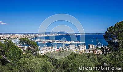 Panoramic view of the port of Palma de Mallorca Stock Photo