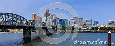 Panoramic view of Portland, Oregon skyline, 26th most populous city in USA Editorial Stock Photo