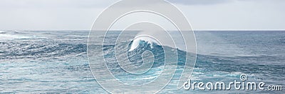 Panoramic view of the powerful splash sea wave with sprays and foam Stock Photo