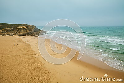 Panoramic view of Praia das Macas in the morning. Sintra, Portugal Stock Photo