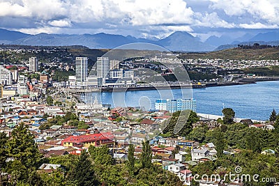 Panoramic view of Puerto Montt, Chile. Stock Photo