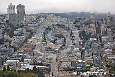 Panoramic view on quarters of old San Francisco Stock Photo