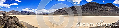 Panoramic view of the Racetrack Playa taken from the Grandstand; Death Valley National Park, California Stock Photo