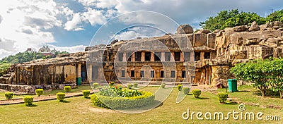 Panoramic view at the Rani Gumpha caves of Udayagiri caves complex in Bhubaneswar - Odisha, India Stock Photo