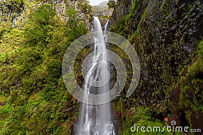 Panoramic view of Risco waterfall, Madeira, Portugal Stock Photo