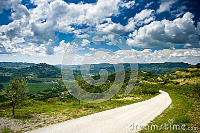 Panoramic view on the road close to Motovun Stock Photo
