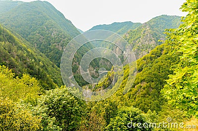 Panoramic view of the Romanian mountains Stock Photo