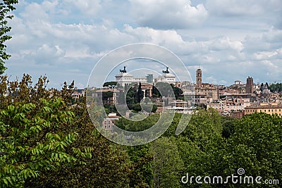 Panoramic view of Rome as seen from Orange garden, Giardino degli Aranci, in Rome, Stock Photo