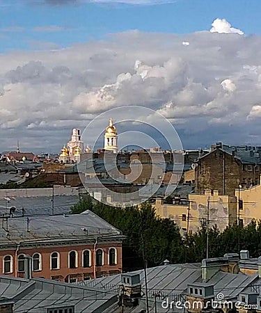 Panoramic view from the roof of St. Petersburg from Ligovsky Prospekt in clear weather Stock Photo