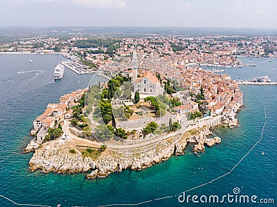 Panoramic view of Rovinj from the air Stock Photo