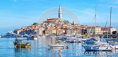 Panoramic view of Rovinj city and harbor, Croatia Stock Photo