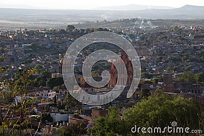 Panoramic view of San Miguel de Allende and the main church Stock Photo