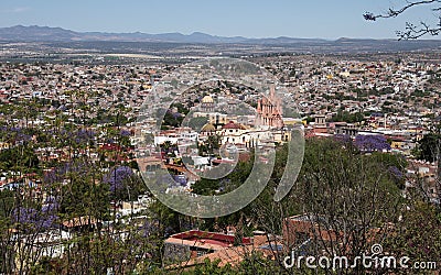 Panoramic view of San Miguel de Allende and the main church Stock Photo