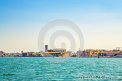 Panoramic view from sea lagoon of Chioggia town cityscape Stock Photo