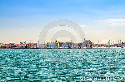 Panoramic view from sea lagoon of Chioggia town cityscape Stock Photo