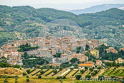 Panoramic view of Seggiano, in Tuscany Stock Photo