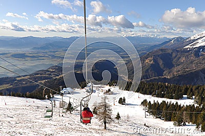 Krvavec Alpine Mountain Ski Resort in Slovenia Stock Photo