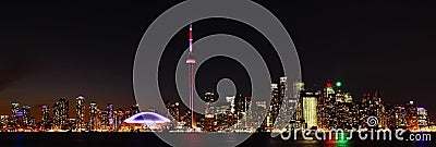 Panoramic view of the skyline of Toronto, Canada, at night Stock Photo