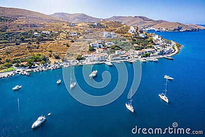 Panoramic view of the small village of Vourkari on the island of Kea Tzia, Greece Stock Photo