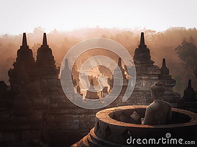 Panoramic View Borobudur Temple Indonesia Stock Photo
