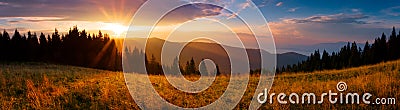Panoramic view of the sunrise in the Tatra mountains Stock Photo