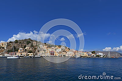 Panoramic view Symi island , Dodecanese Stock Photo