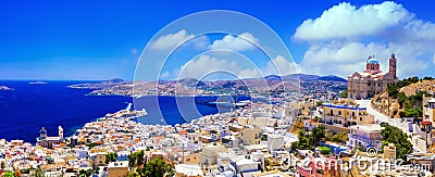 Panoramic View Of Syros Island,Greece. Editorial Stock Photo