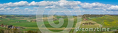 Panoramic view in Tarquinia Necropolis in a sunny spring morning, province of Viterbo, Lazio. Stock Photo