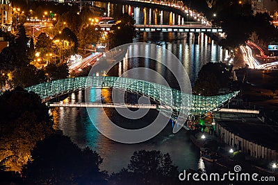 Panoramic view of Tbilisi city from Narikala fortress after the sunset Stock Photo
