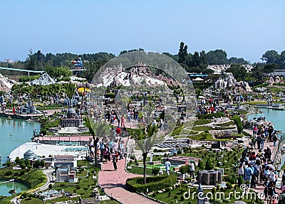 Panoramic view of the theme park `Italy in miniature` Italia in miniatura Viserba, Rimini, Italy Editorial Stock Photo