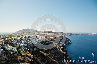 White houses in Fira, Santorini, Cyclades Islands, Greece Stock Photo