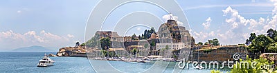 Panoramic view of thr Old Fortress in the city of Corfu, Greece Editorial Stock Photo